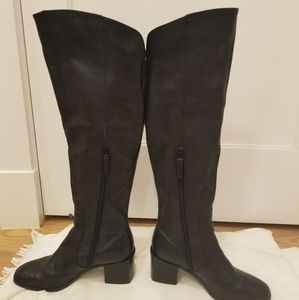 Leather knee high boots